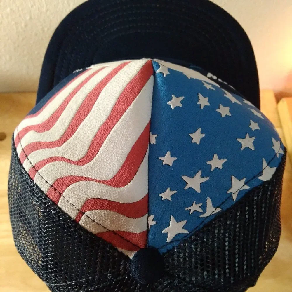 Vintage USA Eagle Colors Don't Run 3 Stripe Trucker Hat